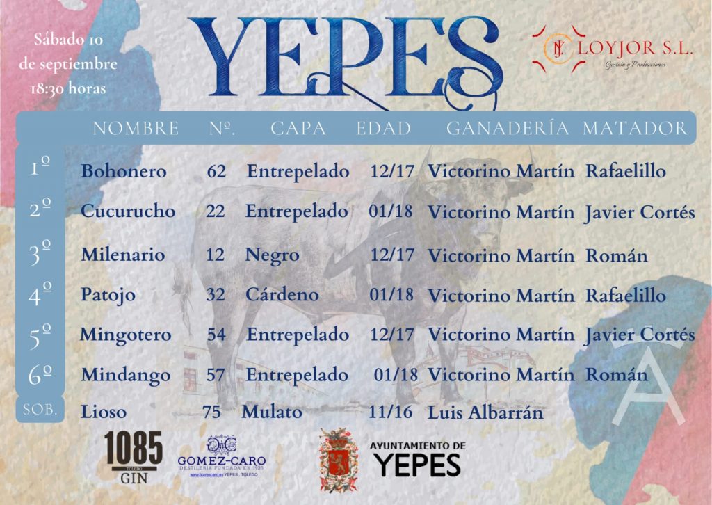 Orden de lidia Yepes 10 9 2022 1024x726 - Los de Victorino ya aguardan en los chiqueros de Yepes